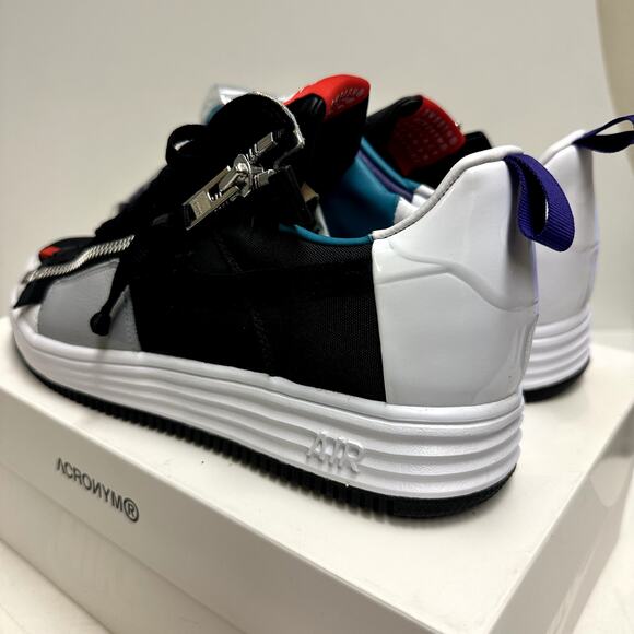 NIB NWT Nike Lunar Force 1 SP / Acronym Low Black White Sneaker Men's 9.5 - Picture 7 of 12